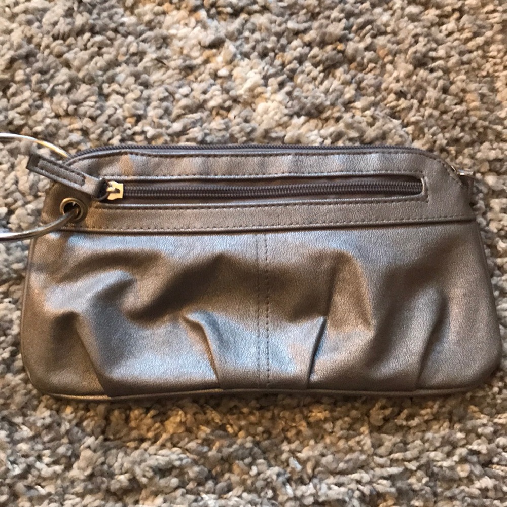 Silver metallic clutch